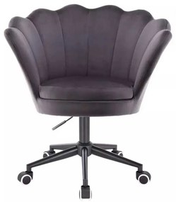 LuxuryForm DESIGN Kreslo FREY VELUR na čiernej podstave s kolieskami - tmavo šedé