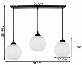 Závesné svietidlo Eliza, 3x biele sklenené tienidlo (výber z 2 farieb konštrukcie)