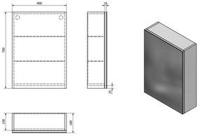 Aqualine Aqualine, VEGA galérka 40x70x18cm, biela, VG040