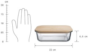 NATURALS Desiatový box s bambusovým vekom 1500 ml - číra/prírodná