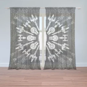 Sablio Záclony Star Wars Vesmírne lode na šedom abstrakte: 2ks 150x250cm