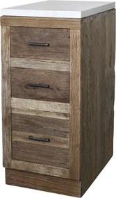 Hnedá antik skrinka so šuplíkmi as mramorovou doskou Grimaud Kitchen – 40*60*97 cm