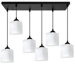 Závesné svietidlo Riffle Square, 6x biele sklenené tienidlo, b