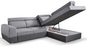 Rozkladacia rohová sedacia súprava MATRIX do L, šedá, pravá, s úložným priestoro