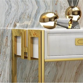 ELEGANTNÁ KONZOLA KAREN BIELÝ LESK + ZLATÁ