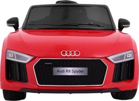 Ramiz Elektrické autíčko Audi R8 Spyder pre deti červené + diaľkové ovládanie + EVA + pomalý štart + rádio MP3 + LED