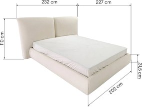 Dvoulůžková čalouněná postel Yunar 180x200 s roštem a úložným prostorem béžová