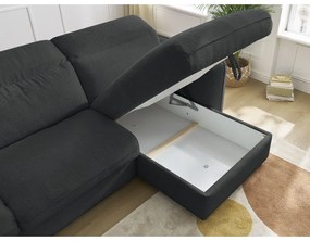 Čierna rozkladacia rohová pohovka (variabilná) Achille – Bobochic Paris