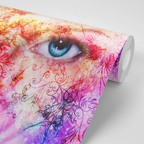 Samolepiaca tapeta modré oči s abstraktnými prvkami - 150x100