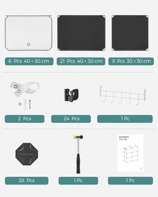 Skrinka na topánky, 6-priehradkový modulárny úložný organizér, čierny