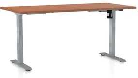 Výškovo nastaviteľný stôl OfficeTech A, 160 x 80 cm, sivá podnož, čerešňa