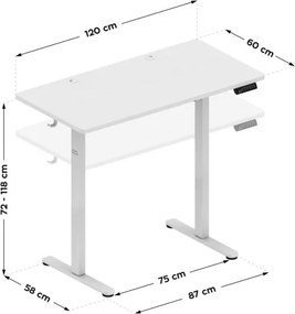 Elektrický výškovo nastaviteľný stôl Mark Adler Leader 6.9 biely