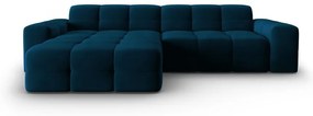 Tmavomodrá zamatová rohová pohovka (ľavý roh) Kendal - Micadoni Home