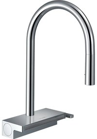 HANSGROHE Aquno Select M81 páková drezová batéria s vyťažiteľnou sprškou s prepínaním a plochým sprchovým prúdom, 3jet, sBox, výška výtoku 165 mm, chróm, 73831000