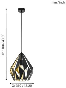 Eglo 49931 - Závesné svietidlo CARLTON 1 1xE27/60W/230V