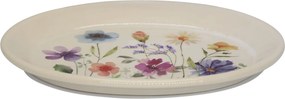 Béžový antik keramický podnos s kvetmi Fleurville - 25*18*2 cm