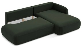 Tmavozelená rozkladacia rohová pohovka (pravý roh/s leňoškou) Hale – Makamii