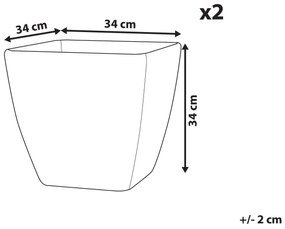 Sada 2 kvetináčov 34 x 34 x 34 cm sivá ZELI Beliani