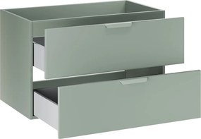 Závesná skrinka Aster Ovalia Cloud s umývadlom 120 cm dub cremona/zelená