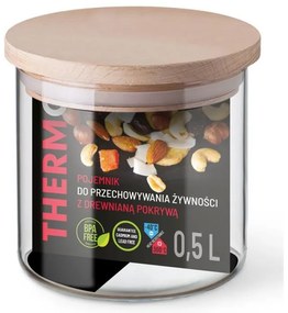 THERMO NÁDOBA NA POTRAVINY S DREVENÝM VEKOM 0,5L
