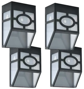 Vonkajšia čierna solárna lampa, 4 ks