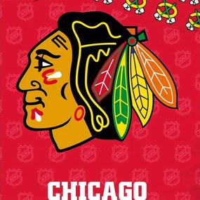 Hokejové posteľné obliečky NHL Chicago Blackhawks - motív Shields - 100% bavlna renforcé - 70 x 90 cm + 140 x 200 cm