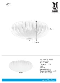 Biele stropné svietidlo Markslöjd Mist Plafond 3L