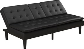 Čierna rozkladacia pohovka z imitácie kože 191 cm Maine – Støraa