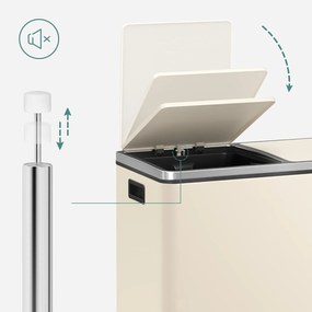 Odpadkový koš s víkem JORDAN 2x30 l krémový