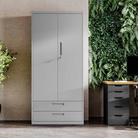 Modulárna kovová multifunkčná skriňa s dvoma zásuvkami sivá MEGAN 1950 x 900 x 400 mm