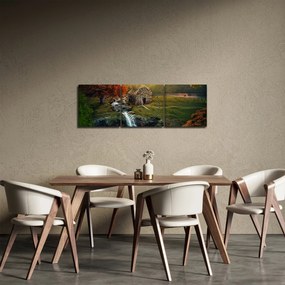 Obraz Chalupku v rozprávkovej krajine (s hodinami) (90x30 cm)