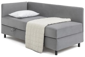 Sivá čalúnená jednolôžková posteľ s úložným priestorom s matracom 90x200 cm Avela – Bonami Selection