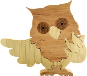 AMADEA Drevené puzzle sova, masívne drevo dvoch druhov drevín, 22 cm