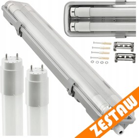 3x Hermetické svietidlo + 6x LED trubica 120 cm 4000K