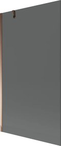 Mexen Next, vaňová zástena 1-krídlová 100 x 150 cm, fixné krídlo, 6 mm šedé sklo, ružové zlato profil, 895-100-000-00-40-60