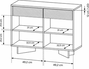 KOMODA GALLIANO DUB BOLIVAR + CAPPUCCINO LED 104 cm