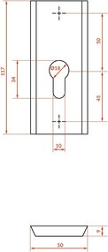 Kuchinox Kuchinox, podlhovastá rozeta pre cylindrickú vložku 117x50x9 mm, čierna, LAV-LZ3_902A