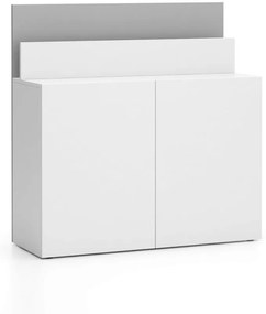PLAN Kancelárska prístavná skrinka k stolu LAYERS, krátka, biela / sivá
