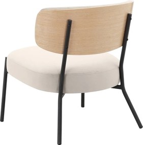 Krémovobiele zamatové kreslo s podnožkou Jerry – Støraa