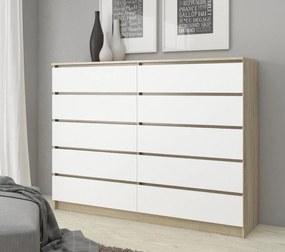 Komoda Kurtinaitis 10SZ (dub sonoma + biela). Akcia -20%. Vlastná spoľahlivá doprava až k Vám domov. 1128685