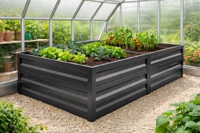 Vyvýšený záhon LEGI 1 × 2 m, pozinkovaný oceľový rám, výška 40 cm, antracit