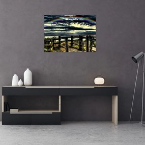 Sklenený obraz dúhy nad morom (70x50 cm)