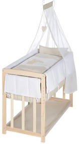 Kolíska v prírodnej farbe s úložným priestorom a baldachýnom 90x45 cm Liebhabär – Roba