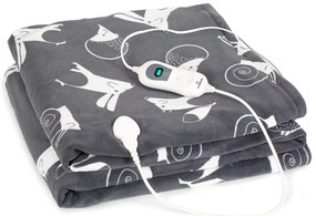 Klarstein Dr. Watson XXL, vyhrievacia deka, 120 W, 200 x 180 cm, coral fleece, antracitová, zvieratá