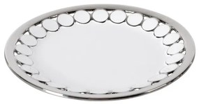 Dekoratívny tanier EMELIA 04 biely / strieborný