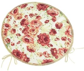 Bellatex Sedák Berta okrúhly hladký Pivonka ružová, zelená, priemer 40 cm