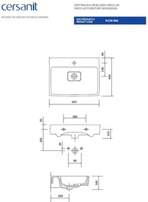 Cersanit VIRGO keramické umývadlo zapustené, 60x46 cm, K118-006