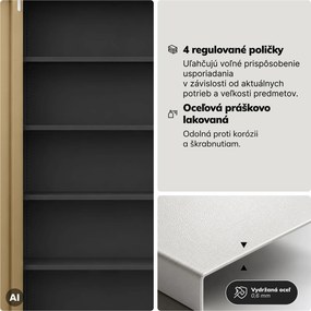 Kovová kancelárska skriňa so zámkom na kód antracitová, orech, 900x1850x400 mm: DANIEL Eco Design