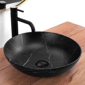 Rea Fibo, umývadlo na dosku 405x405x120 mm, čierna matná-vzor, REA-U3301