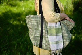 Štýlový set plážovej tašky + osušky HAMAM 75 x 150 cm, zelený